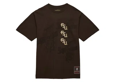 Pre-owned Travis Scott X Mitchell & Ness Florida State Seminoles Seal T-shirt In Brown
