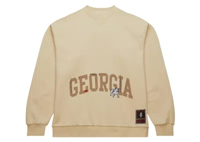 Pre-owned Travis Scott X Mitchell & Ness Georgia Bulldogs Pullover Sweatshirt In Tan