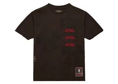 Pre-owned Travis Scott X Mitchell & Ness Georgia Bulldogs Seal T-shirt In Brown