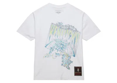 Pre-owned Travis Scott X Mitchell & Ness Kentucky Wildcats Handdrawn T-shirt In White