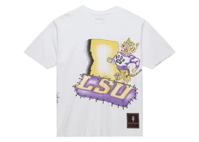 Pre-owned Travis Scott X Mitchell & Ness Lsu Tigers Handdrawn T-shirt In White