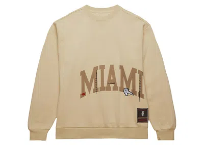 Pre-owned Travis Scott X Mitchell & Ness Miami Hurricanes Pullover Sweatshirt In Tan