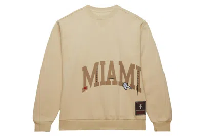 Pre-owned Travis Scott X Mitchell & Ness Miami Hurricanes Pullover Sweatshirt Tan
