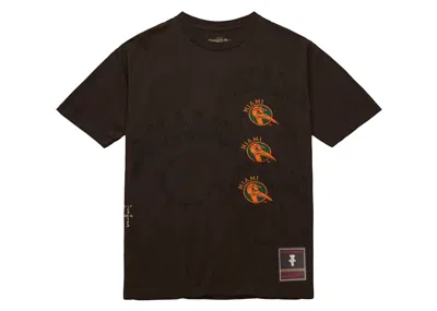 Pre-owned Travis Scott X Mitchell & Ness Miami Hurricanes Seal T-shirt In Brown