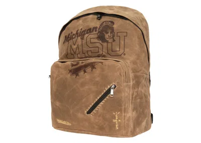 Pre-owned Travis Scott X Mitchell & Ness Michigan State Spartans Backpack In Brown