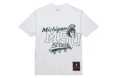 Pre-owned Travis Scott X Mitchell & Ness Michigan State Spartans Hand-drawn T-shirt White