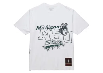 Pre-owned Travis Scott X Mitchell & Ness Michigan State Spartans Handdrawn T-shirt In White