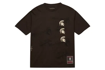 Pre-owned Travis Scott X Mitchell & Ness Michigan State Spartans Seal T-shirt Brown