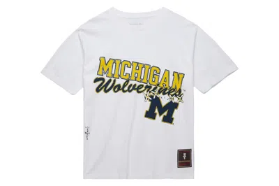 Pre-owned Travis Scott X Mitchell & Ness Michigan Wolverines Hand-drawn T-shirt White