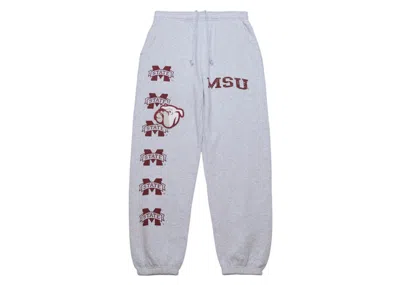 Pre-owned Travis Scott X Mitchell & Ness Mississippi State Bulldogs Classic Sweatpants In Heather Gray