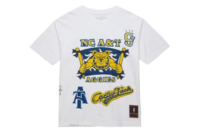 Pre-owned Travis Scott X Mitchell & Ness North Carolina A&t Aggies Hand-drawn T-shirt White