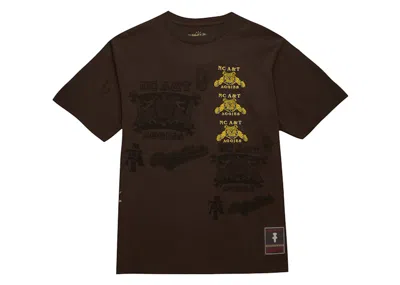 Pre-owned Travis Scott X Mitchell & Ness North Carolina A&t Aggies Seal T-shirt In Brown