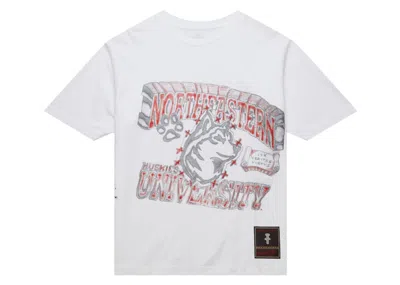 Pre-owned Travis Scott X Mitchell & Ness Northeastern Huskies Handdrawn T-shirt In White