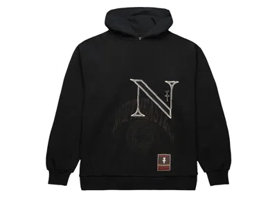 Pre-owned Travis Scott X Mitchell & Ness Northeastern Huskies Overlap Pullover Hoodie In Black