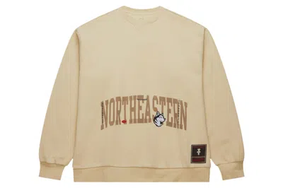 Pre-owned Travis Scott X Mitchell & Ness Northeastern Huskies Pullover Sweatshirt Tan