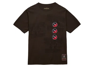 Pre-owned Travis Scott X Mitchell & Ness Northeastern Huskies Seal T-shirt In Brown