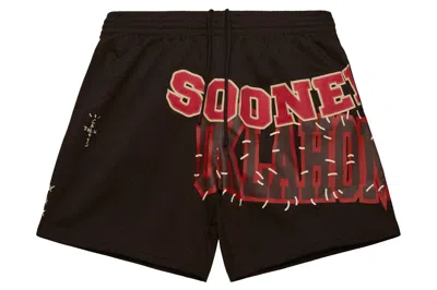 Pre-owned Travis Scott X Mitchell & Ness Oklahoma Sooners Basketball Shorts Brown