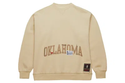 Pre-owned Travis Scott X Mitchell & Ness Oklahoma Sooners Pullover Sweatshirt Tan