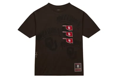 Pre-owned Travis Scott X Mitchell & Ness Oklahoma Sooners Seal T-shirt Brown