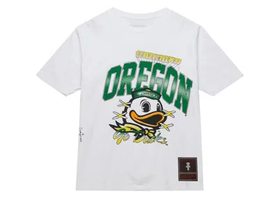 Pre-owned Travis Scott X Mitchell & Ness Oregon Ducks Handdrawn T-shirt In White