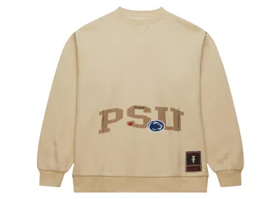 Pre-owned Travis Scott X Mitchell & Ness Penn State Nity Lions Pullover Sweatshirt In Tan