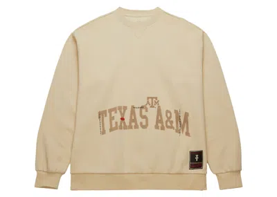 Pre-owned Travis Scott X Mitchell & Ness Texas A&m Aggies Pullover Sweatshirt In Tan In Brown
