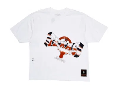 Pre-owned Travis Scott X Mitchell & Ness Texas Longhorns Handdrawn T-shirt In White