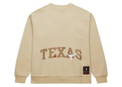 Pre-owned Travis Scott X Mitchell & Ness Texas Longhorns Pullover Sweatshirt In Tan