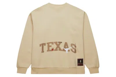 Pre-owned Travis Scott X Mitchell & Ness Texas Longhorns Pullover Sweatshirt Tan