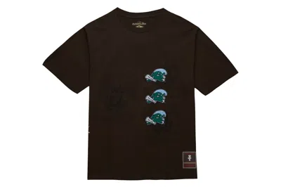 Pre-owned Travis Scott X Mitchell & Ness Tulane Green Wave Seal T-shirt Brown