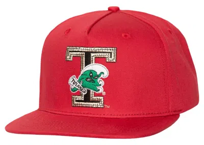 Pre-owned Travis Scott X Mitchell & Ness Tulane Green Wave Snapback Hat In Red