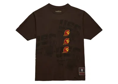 Pre-owned Travis Scott X Mitchell & Ness Usc Trojans Seal T-shirt In Brown