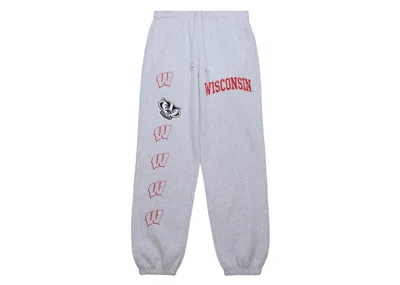 Pre-owned Travis Scott X Mitchell & Ness Wisconsin Badgers Classic Sweatpants In Heather Gray