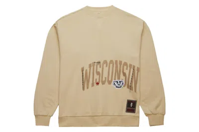 Pre-owned Travis Scott X Mitchell & Ness Wisconsin Badgers Pullover Sweatshirt Tan
