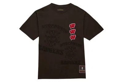 Pre-owned Travis Scott X Mitchell & Ness Wisconsin Badgers Seal T-shirt Brown