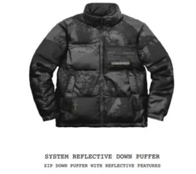 Pre-owned Travis Scott X Playstation System Reflective Men Puffer Jacket, Black, Sz Xl