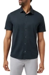 Travismathew A Class Short Sleeve Knit Cotton Blend Button-up Shirt In Black