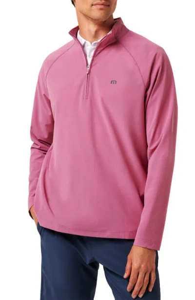 Travismathew Air Tram Quarter Zip Pullover In Rose Wine