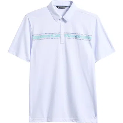 Travismathew All Day Drift Chest Stripe Polo In Blue