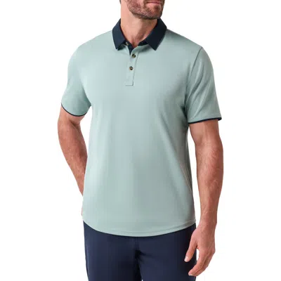 Travismathew All Day Social Club Contrast Collar Cotton Blend Polo Shirt In Gray