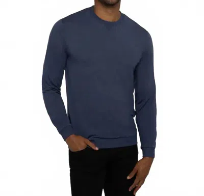 Travismathew Amenities Crew Shirt In Heather Blue Nights