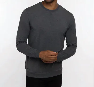 Travismathew Amenities Crew Shirt In Heather Dark Grey