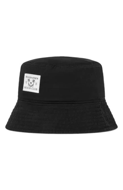 Travismathew Beach Club Cotton Denim Bucket Hat In Black
