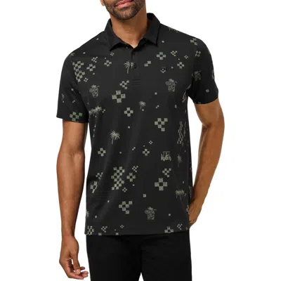 Travismathew Beverage Cart Print Polo In Black