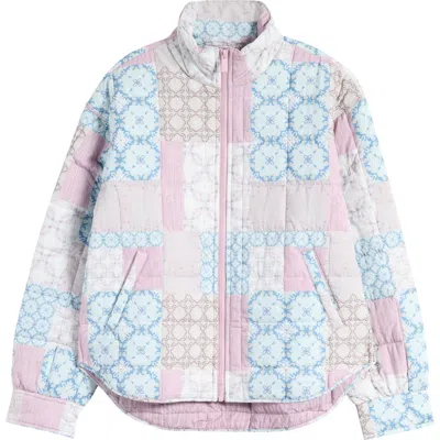 Travismathew Bold & Bloom Quilted Shirt Jacket In Mauve Shadows Multi