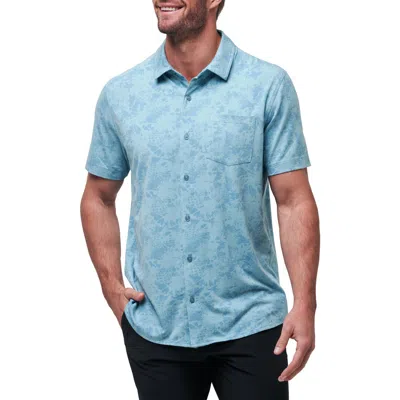 Travismathew Braddah Short Sleeve Stretch Cotton Blend Button-up Shirt In Cameo
