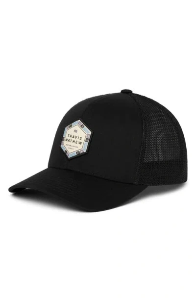 Travismathew Cabana Patch Snapback Baseball Cap In Black
