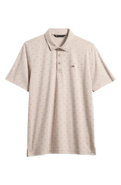 Travismathew Canyon Hike Dot Print Polo In Oxford Tan