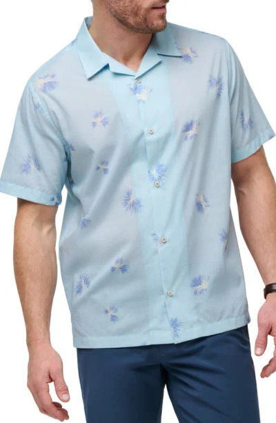 Travismathew Casino Holiday Camp Shirt In Heather Dream Blue