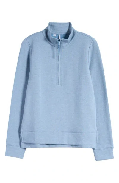 Travismathew Chance Encounter Fleece Half Zip Pullover In Heather Copen Blue